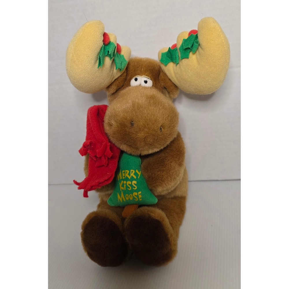 Dakin Baby Merry Kiss Moose Plush Holiday Stuffed Animal Vintage Preowned